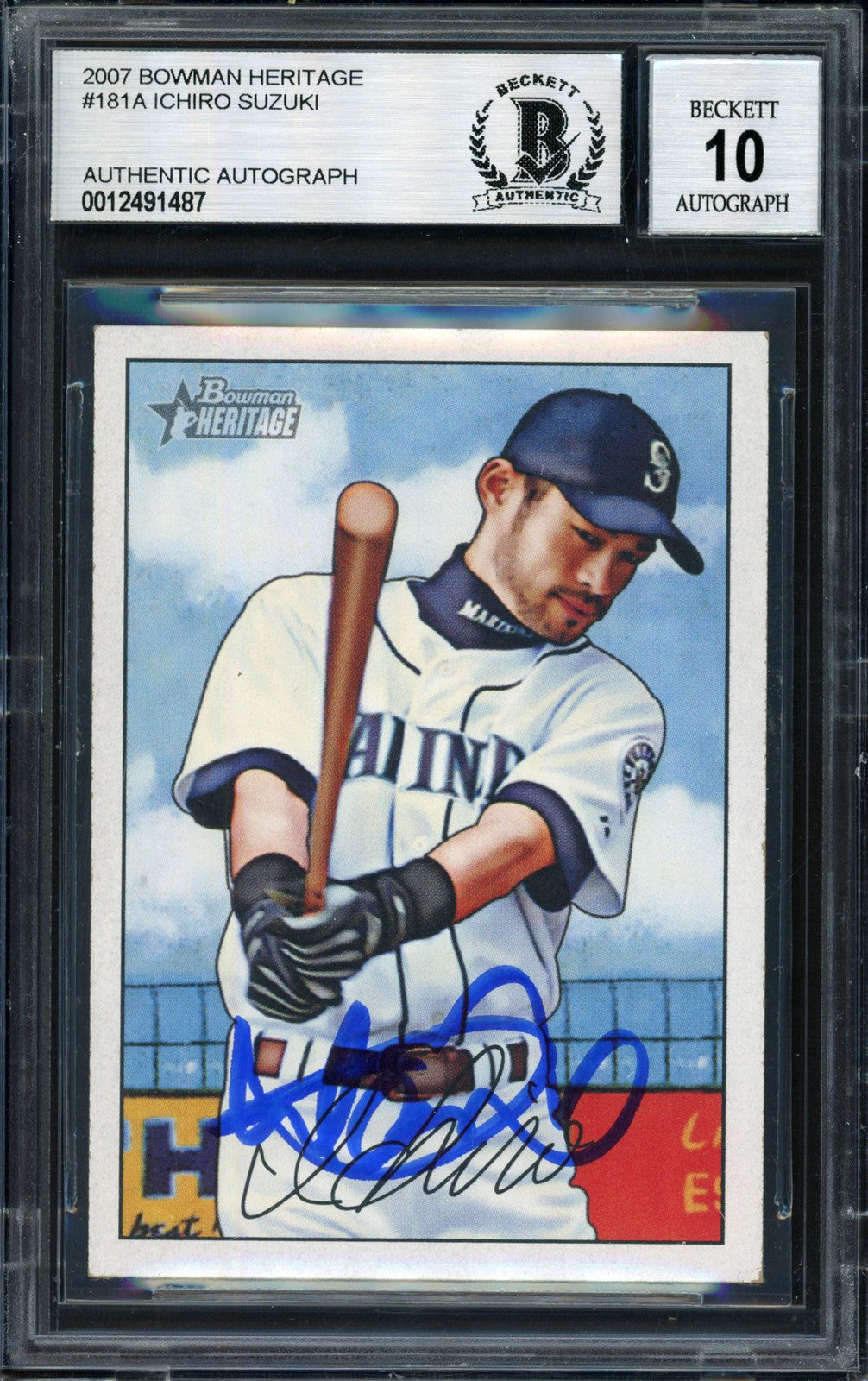 Ichiro Suzuki Auto Signed 2007 Bowman Heritage Card 181 Mariners Auto 10 Beckett