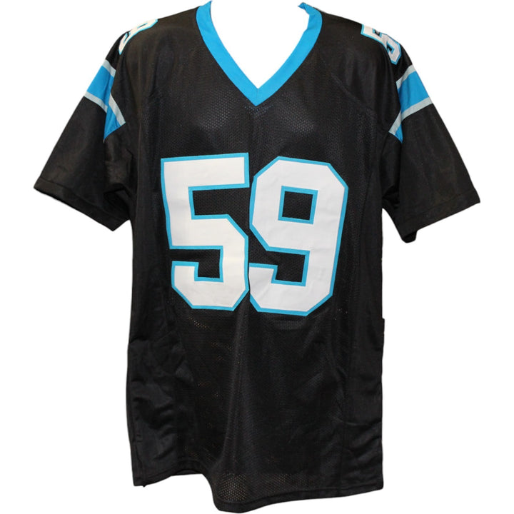 Luke Kuechly Autographed/Signed Pro Style XL Black Jersey Beckett Witness 20509