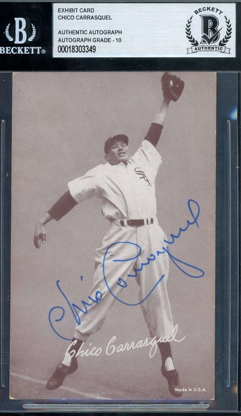 Chico Carrasquel Gem Mint 10 BAS Beckett Signed Rookie 1947-66 Exhibit Postcard