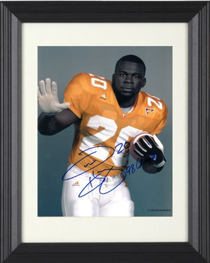 Travis Henry signed Tennessee Volunteers 8x10 Photo Custom Framing #20 98 Champs