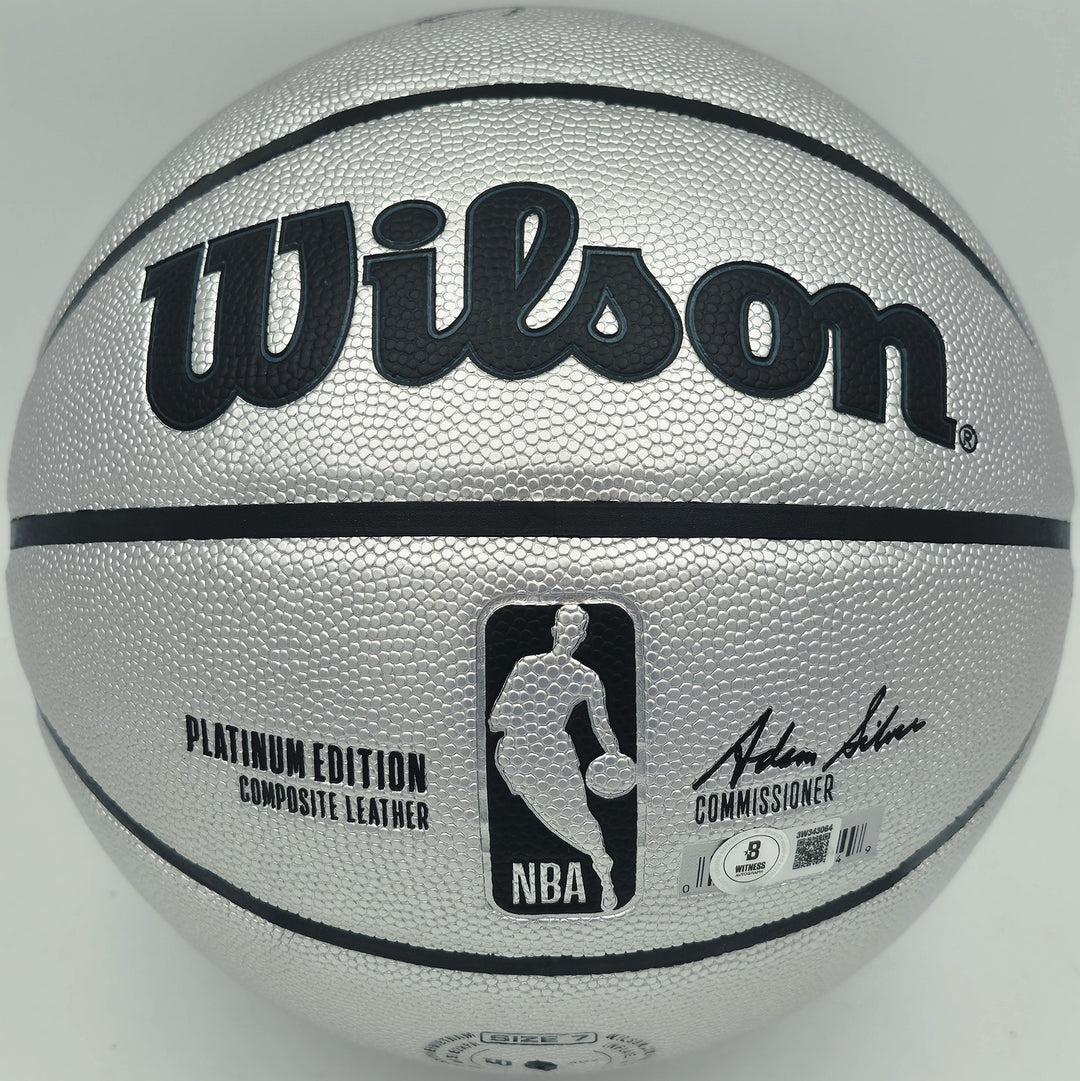 Allen Iverson Auto Platinum Edition Composite Leather Basketball 76ers Beckett
