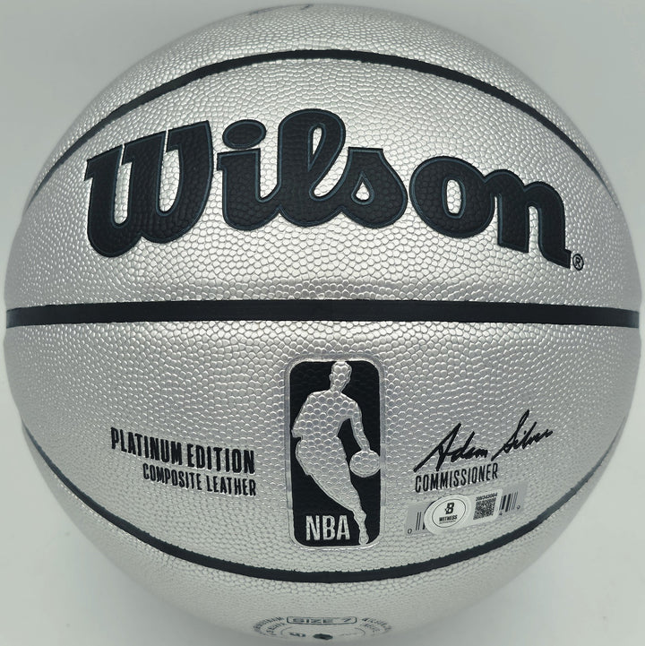 Allen Iverson Auto Platinum Edition Composite Leather Basketball 76ers Beckett