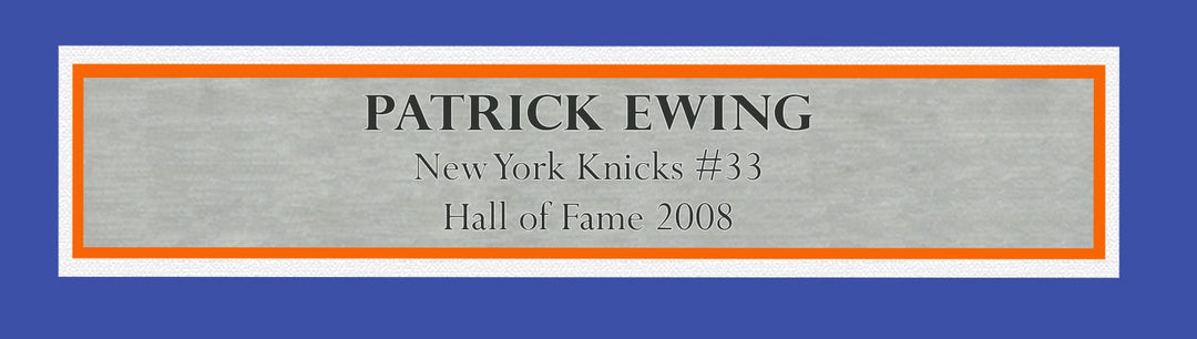 New York Knicks Patrick Ewing Signed Framed Blue M&N HWC Swingman Jersey