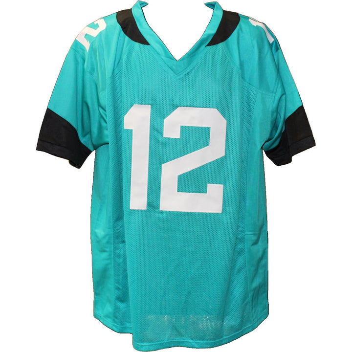 Travis Hunter Autographed/Signed Pro Style Teal XL Jersey Beckett Witness 51421