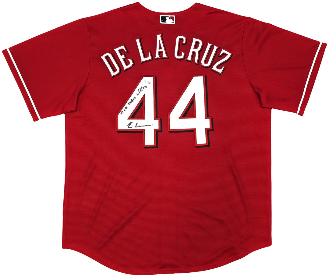 Reds Elly De La Cruz Auto Red Nike Jersey Size XL "MLB Debut 6/6/23" Beckett Wit