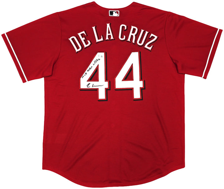 Reds Elly De La Cruz Auto Red Nike Jersey Size XL "MLB Debut 6/6/23" Beckett Wit