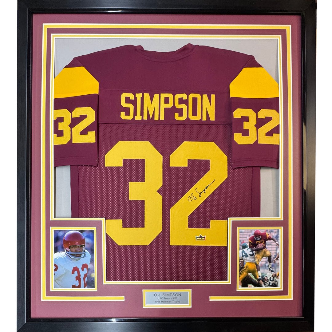 Framed Facsimile Autographed OJ O.J. Simpson 33x42 Reprint Laser Auto Jersey