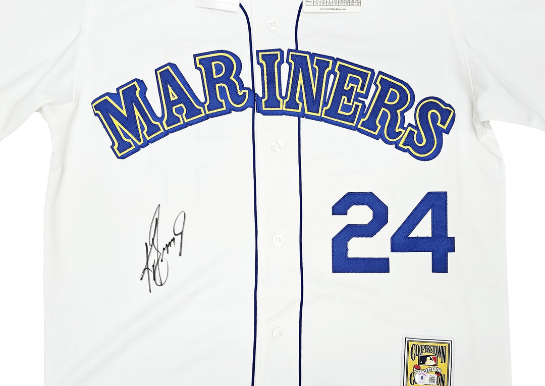 Mariners Ken Griffey Jr. Auto White Mitchell Ness 89L Cooperstown Jersey Beckett