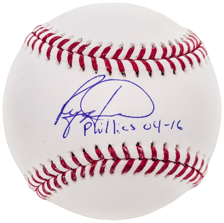 Ryan Howard Auto Signed Baseball Philadelphia Phillies "Phillies 04-16" Beckett