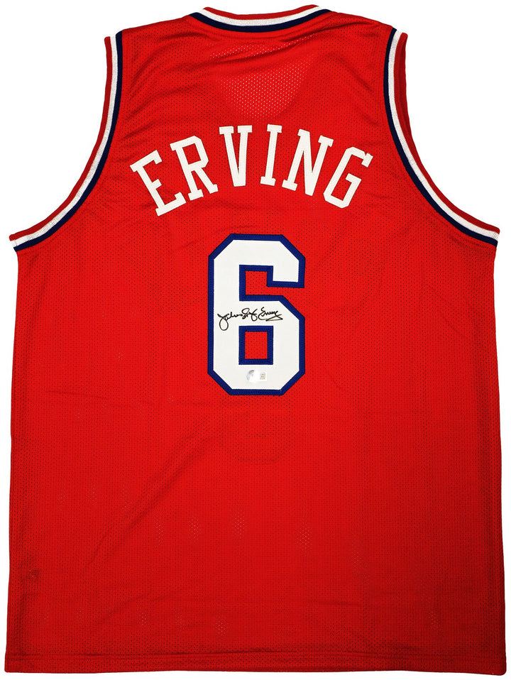 Philadelphia 76ers Julius "Dr. J" Erving Signed Red Jersey Beckett Wit