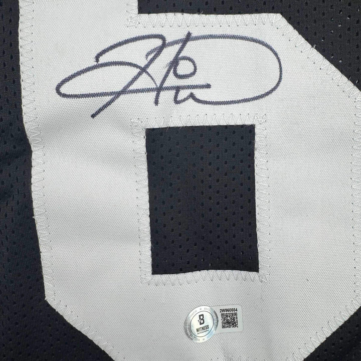 Autographed/Signed Hines Ward Pittsburgh Black Retro Football Jersey Beckett COA