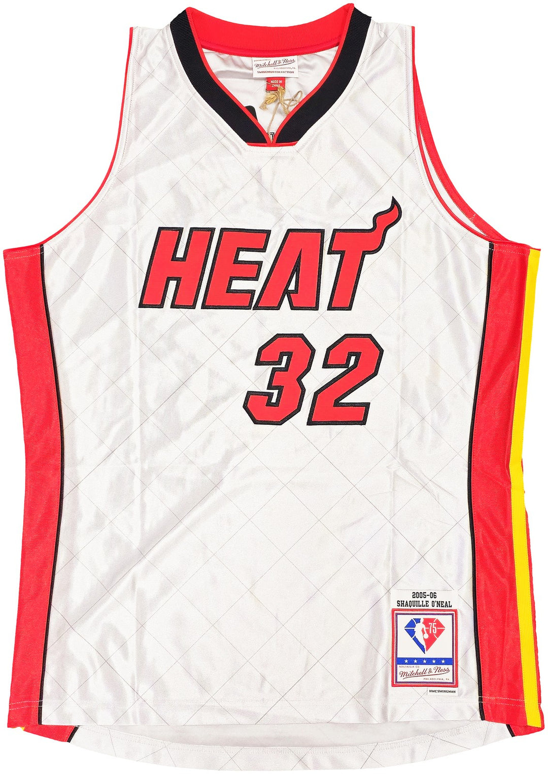 Heat Shaquille O'Neal Auto Silver M & N 2005 HWC Swingman NBA 75th Jersey L BAS