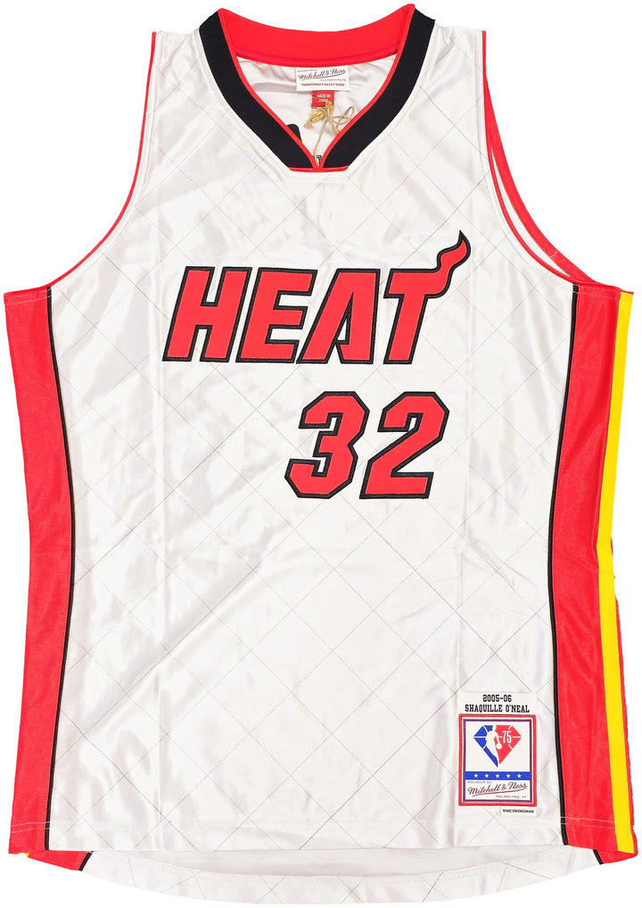 Heat Shaquille O'Neal Auto Silver M & N 2005 HWC Swingman NBA 75th Jersey L BAS