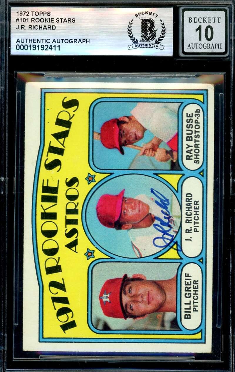 J.R. Richard Gem Mint 10 Beckett BAS Signed 1972 Topps Rookie Stars Autograph