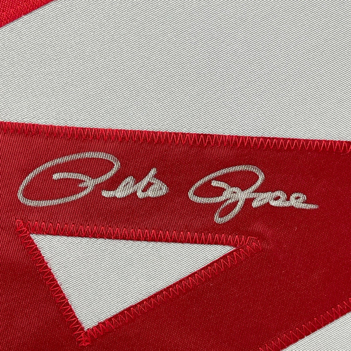 Framed Autographed/Signed Pete Rose 33x42 Cincinnati Grey Jersey JSA COA