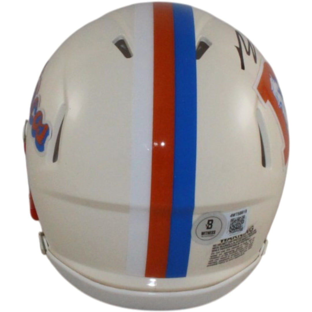 Bo Nix Autographed/Signed Denver Broncos Retro Mini Helmet Beckett Witness 56420
