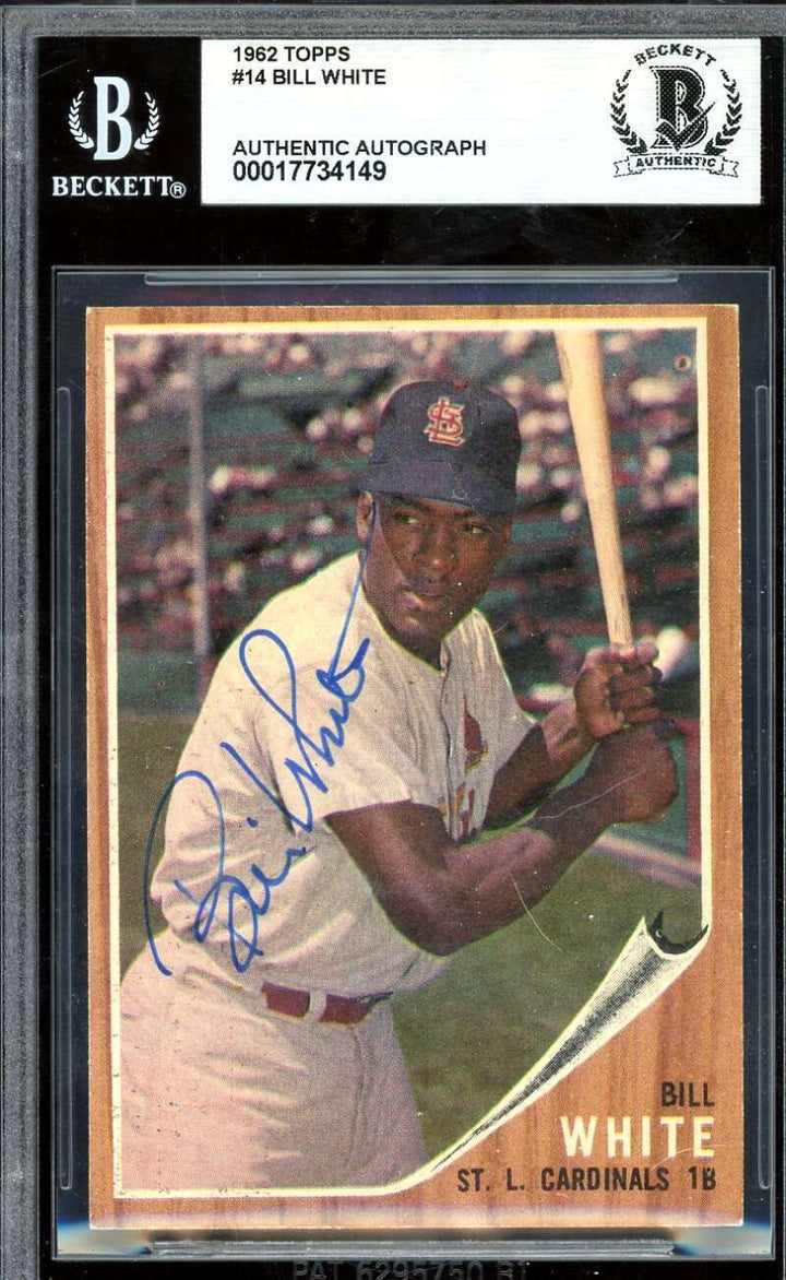 Bill White Beckett BAS Signed 1962 Topps Autograph
