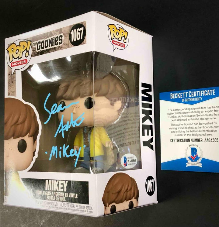 Sean Astin "Mikey" autograph signed The Goonies Funko Pop #1067 Beckett BAS COA