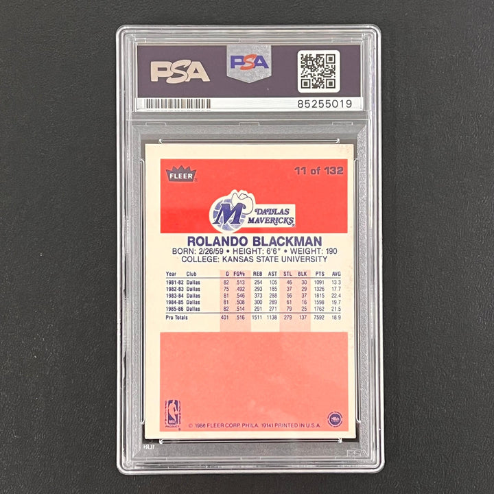 1986 Fleer #11 Rolando Blackman Signed Card AUTO 10 PSA Slabbed Mavericks