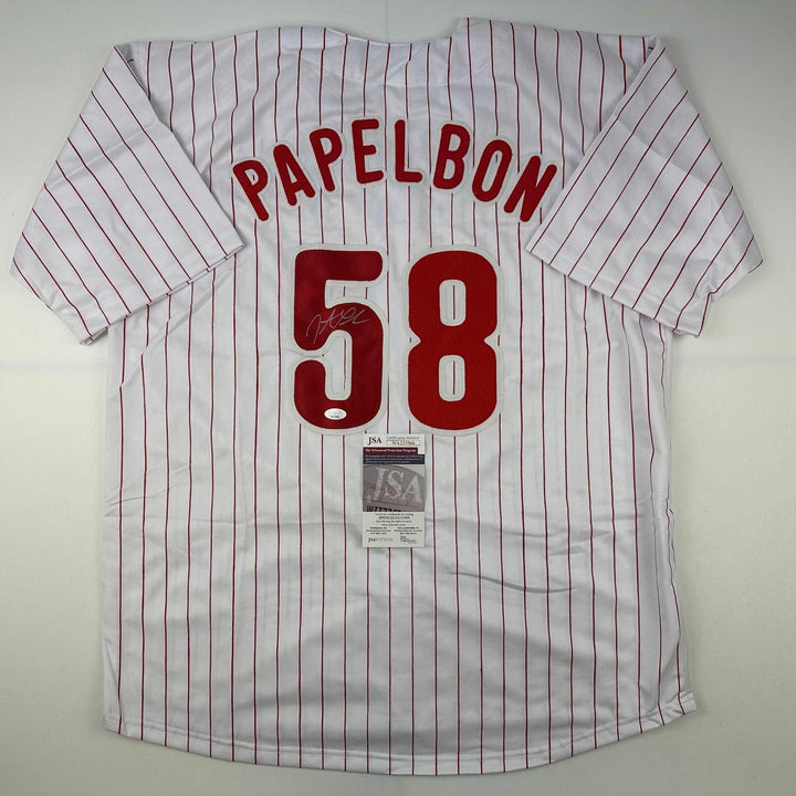 Autographed/Signed Jonathan Papelbon Philadelphia Pinstripe Jersey JSA COA
