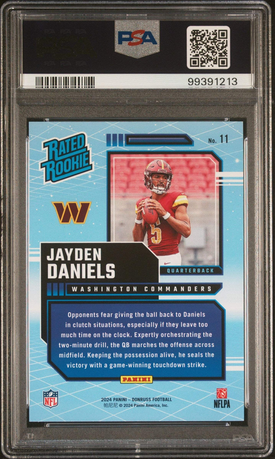 Graded 2024 Donruss Jayden Daniels #11 Rated Rookies Retro Football Card PSA 10