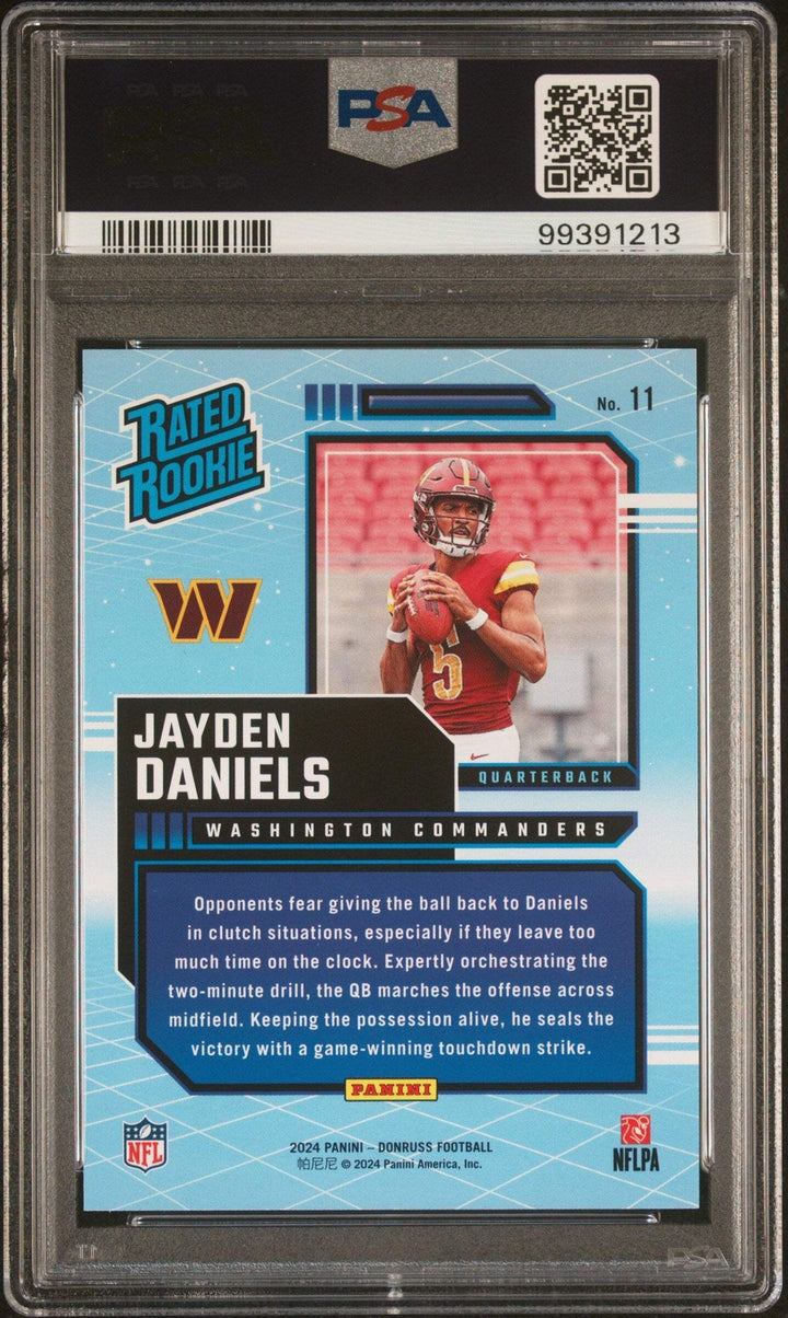 Graded 2024 Donruss Jayden Daniels #11 Rated Rookies Retro Football Card PSA 10