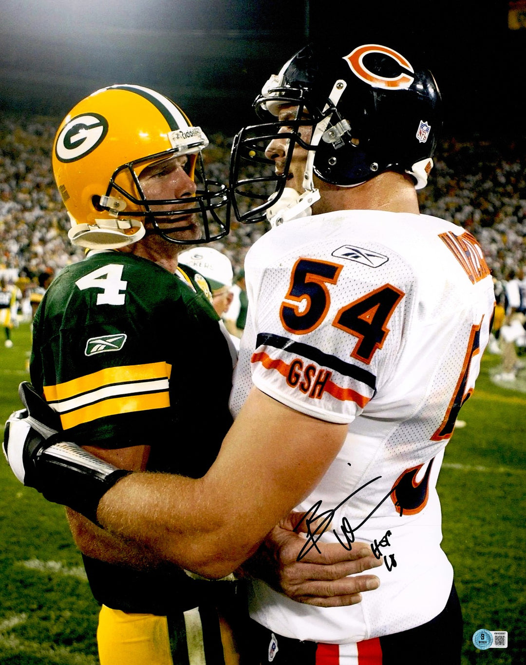 Brian Urlacher Signed 16x20 Photo Chicago Bears "HOF 18" Beckett BAS Witness