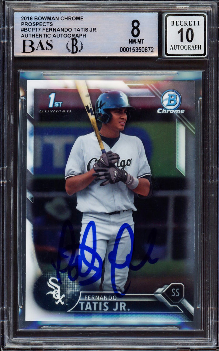 Fernando Tatis Jr Auto 2016 Bowman Chrome Prospect RC BCP17 BGS 8 Sig 10 BAS