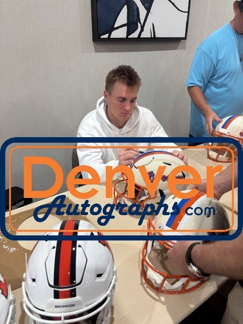 Bo Nix Autographed Denver Broncos SpeedFlex Retro Helmet Beckett Witness 56432