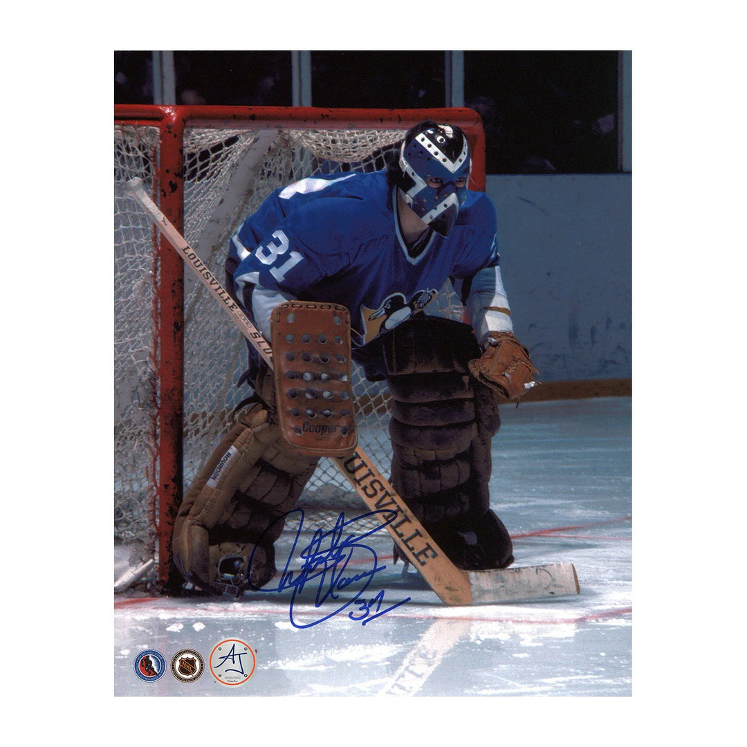 Michel Plasse Pittsburgh Penguins Autographed Goalie Mask 8x10 Photo