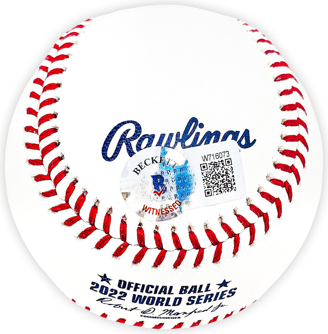 Luis Garcia Signed 2022 WS Logo MLB Baseball Astros "22 WS Champs" Beckett Wit