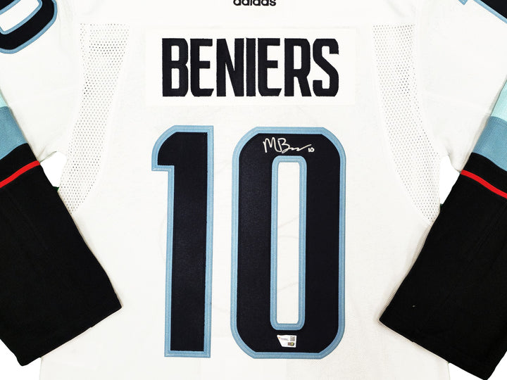 Seattle Kraken Matty Beniers Auto White Adidas Authentic Jersey Size 44 Fanatics