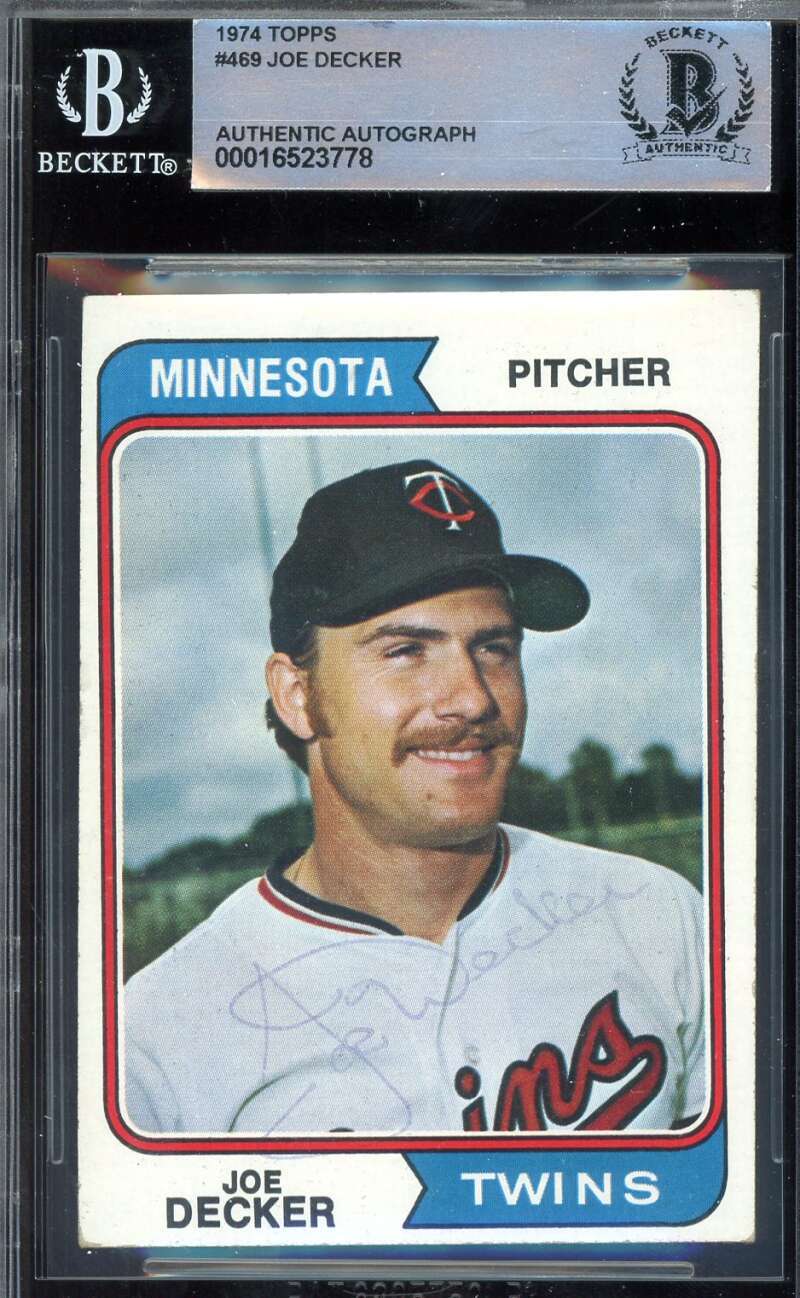 Joe Decker Beckett BAS Signed 1974 Topps Autograph