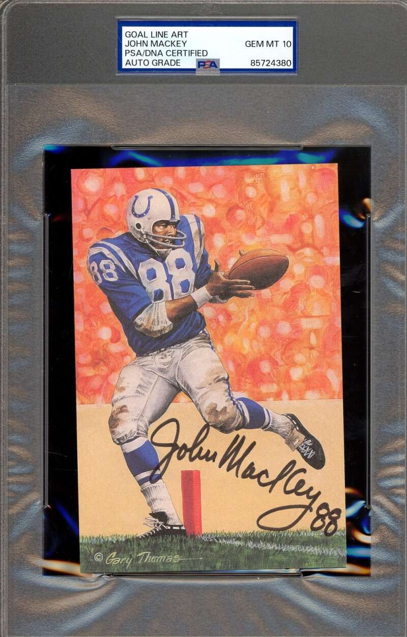 John Mackey Gem Mint 10 PSA DNA Signed Goal Line Art Card GLAC Autograph