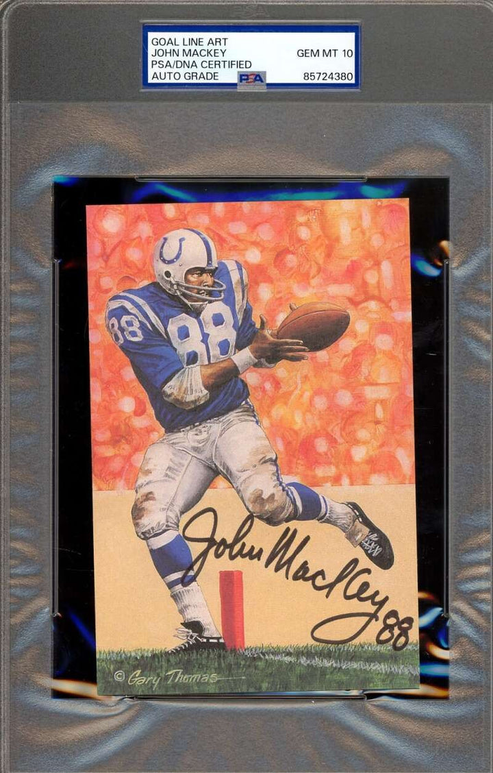 John Mackey Gem Mint 10 PSA DNA Signed Goal Line Art Card GLAC Autograph