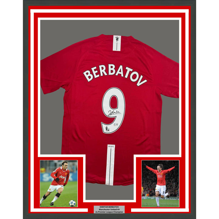Framed Autographed/Signed DImitar Berbatov 35x39 Manchester Jersey Beckett COA