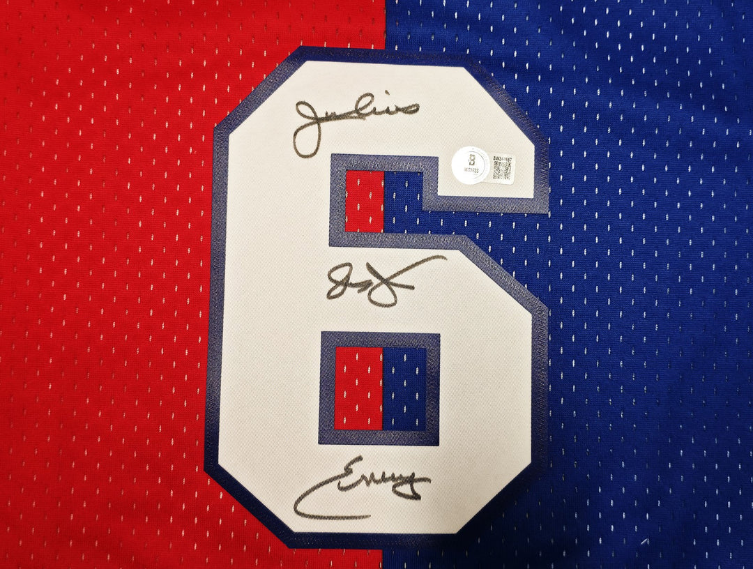 76ers Julius "Dr. J" Erving Auto Red & Blue M&N 1982 HWC Swingman Jersey Size L