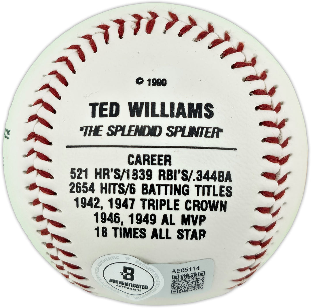 Ted Williams Signed Official Fotoball Baseball Boston Red Sox Beckett #AE85114