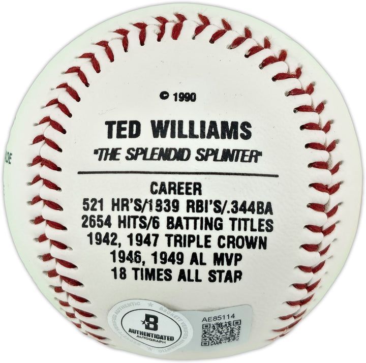 Ted Williams Signed Official Fotoball Baseball Boston Red Sox Beckett #AE85114