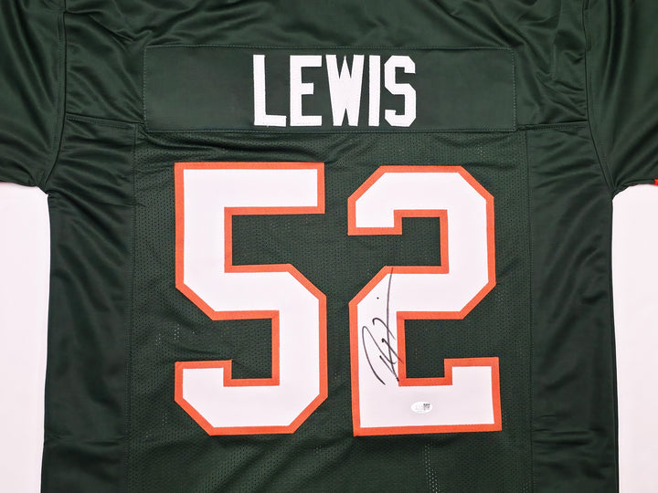 Miami Hurricanes Ray Lewis Signed Green Jersey JSA Witness