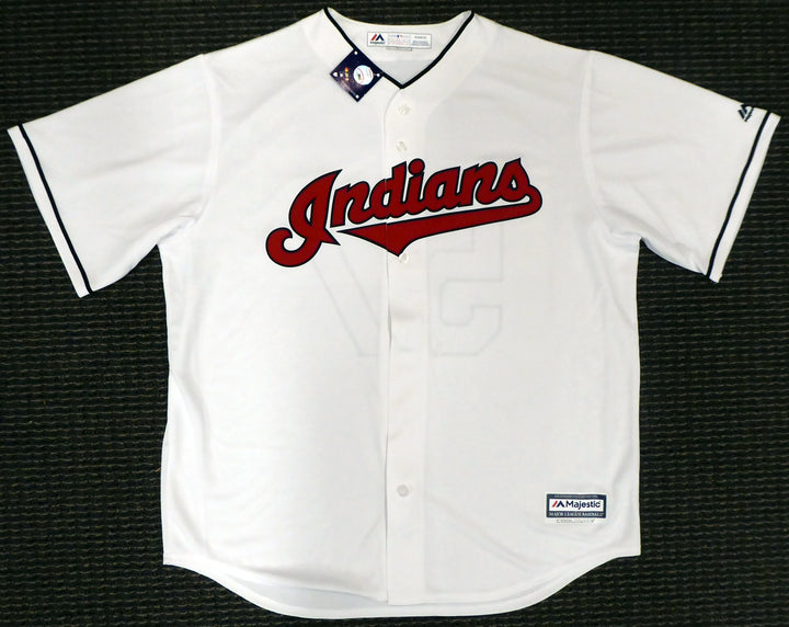 Cleveland Indians Shane Bieber Signed White Majestic Cool Base Jersey Size XL