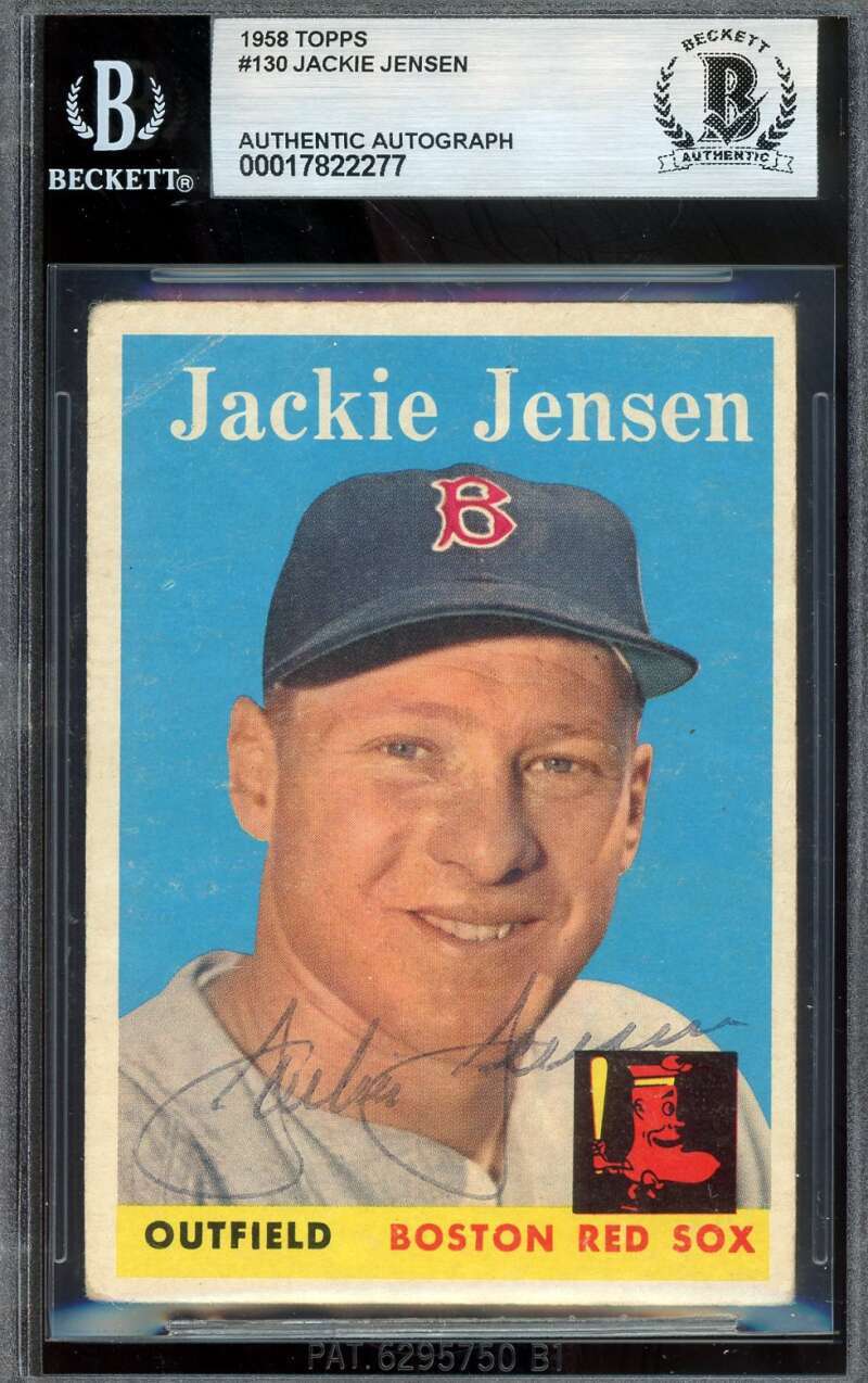 Jackie Jensen Beckett BAS Signed 1958 Topps Autograph