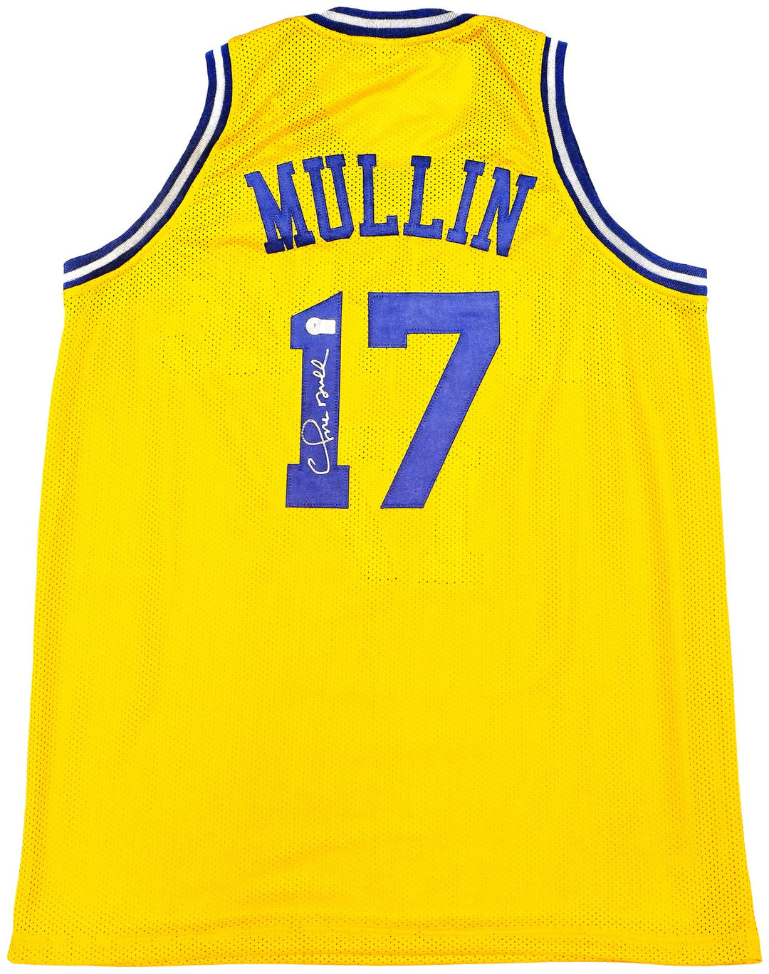 Golden State Warriors Chris Mullin Autographed Signed Yellow Jersey Beckett Wit