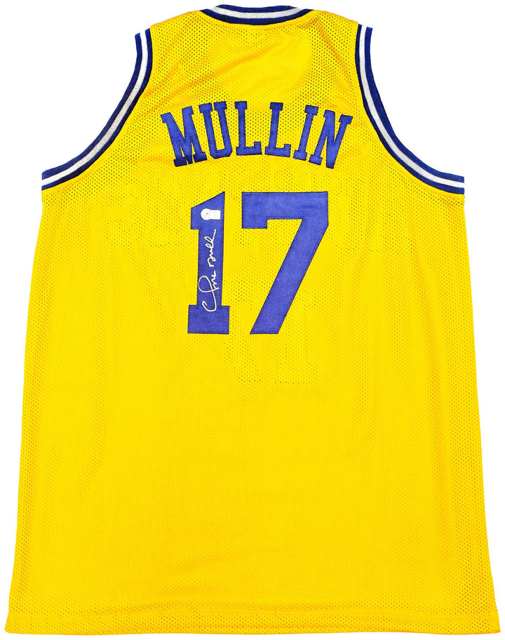 Golden State Warriors Chris Mullin Autographed Signed Yellow Jersey Beckett Wit