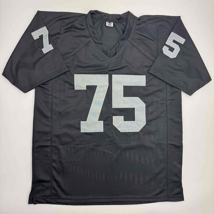 Autographed/Signed Howie Long Oakland White Football Jersey Beckett BAS COA
