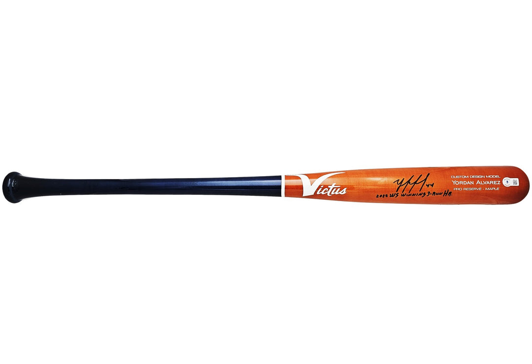 Yordan Alvarez Auto Orange Victus Player Model Bat Astros 22 WS Winning HR BAS
