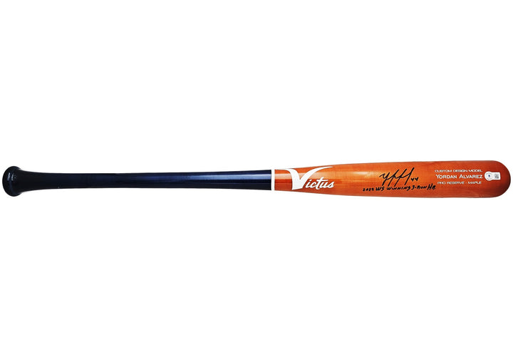 Yordan Alvarez Auto Orange Victus Player Model Bat Astros 22 WS Winning HR BAS
