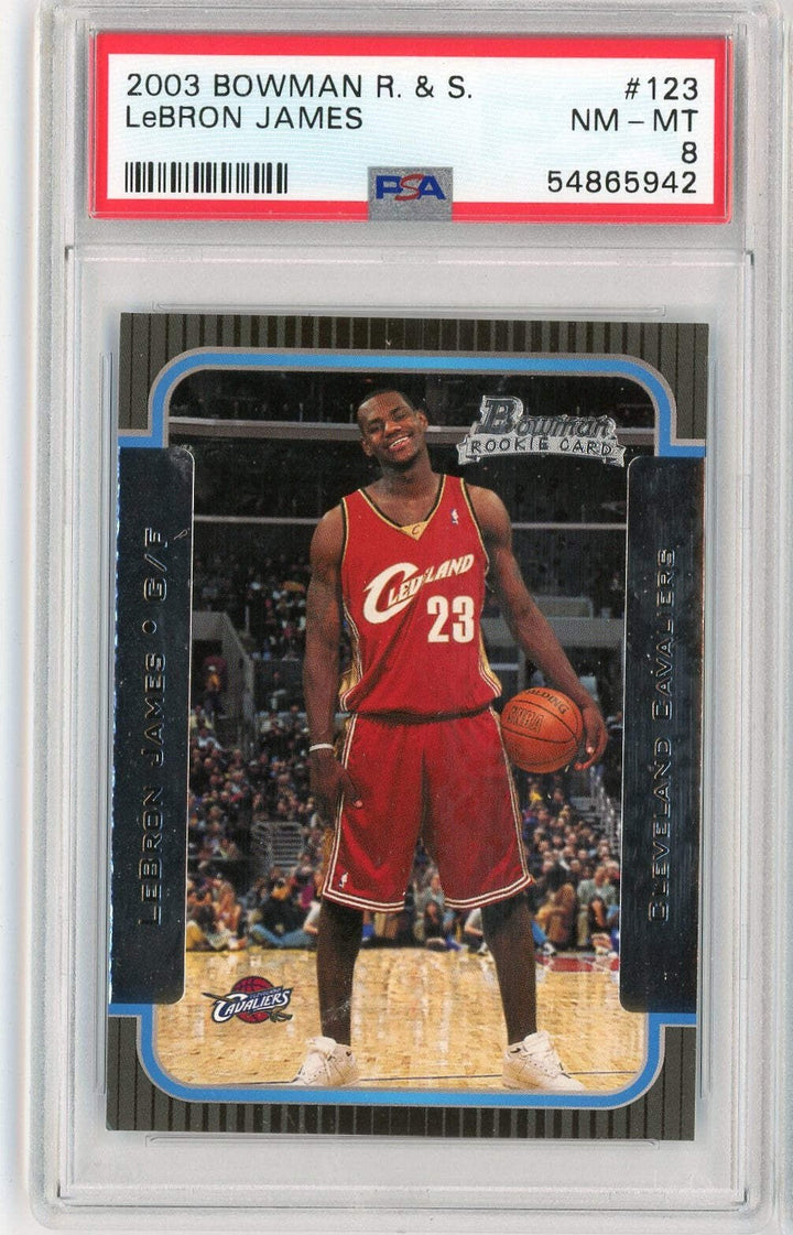 Graded 2003 Bowman Rookies & Stars LeBron James #123 Rookie RC Card PSA 8