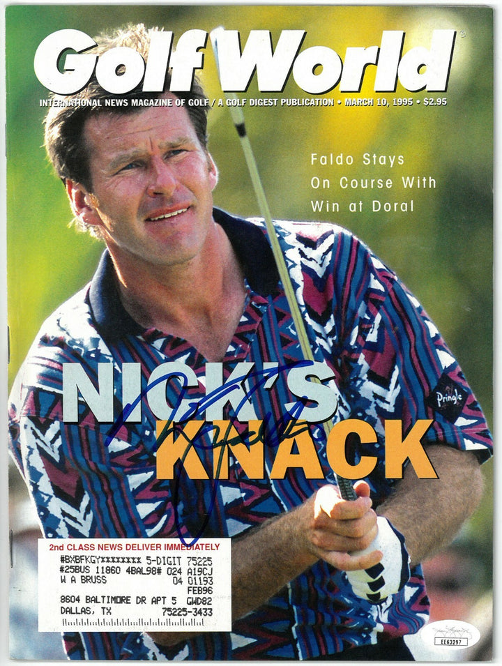 Nick Faldo signed Golf World Full Magazine 3/10/1995- JSA #EE63297 (Win @ Doral)