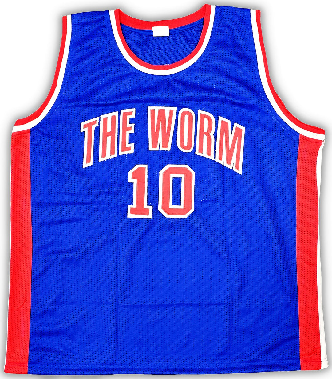 Detroit Pistons Dennis Rodman Autographed Signed Blue Jersey JSA